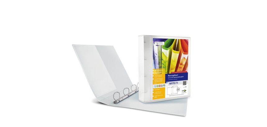 Raccoglitore personalizzabile Myto TI - 22 x 30 cm - 4 anelli a D 17 mm - dorso 2,5 cm - neutro - Sei Rota