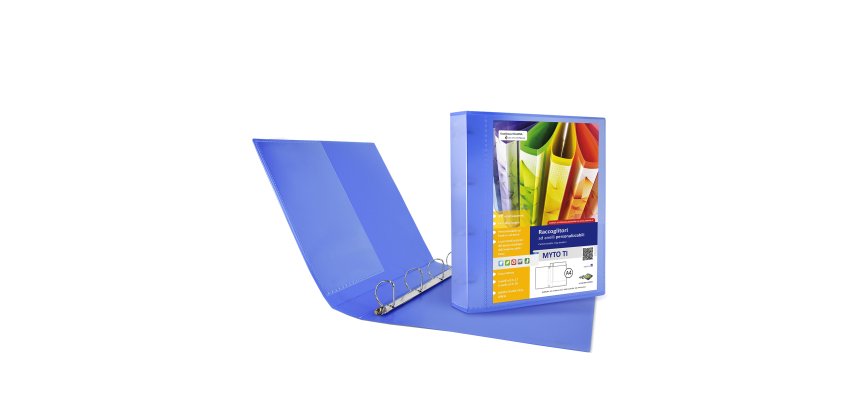 Raccoglitore personalizzabile Myto TI - 22 x 30 cm - 4 anelli a D 30 mm - dorso 4 cm - blu - Sei Rota