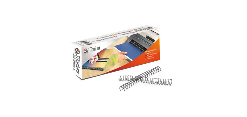 Dorsi spirale - metallo - 34 anelli passo 3:1 - 14 mm - nero - Titanium - scatola 50 pezzi