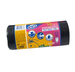 Sacchi per immondizia - 70x110 cm - 120 L - 43 micron - nero - Logex Professional - rotolo da 10 sacchetti
