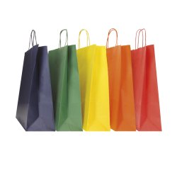 Shopper Twisted - maniglie cordino - 26 x 11 x 35 cm - carta biokraft - colori assortiti autunno/inverno - Mainetti Bags - conf. 25 pezzi