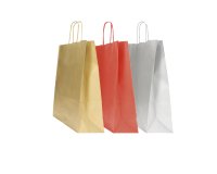 Shopper Twisted - maniglie cordino - 22 x 10 x 29 cm - carta kraft - mix Natale - Mainetti Bags - conf. 25 pezzi