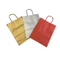Shopper - maniglie cordino - 22 x 10 x 29 cm - carta kraft - mix Natale - Mainetti Bags - conf. 25 pezzi