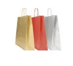Shopper Twisted - maniglie cordino - 26 x 11 x 35 cm - carta kraft - mix Natale - Mainetti Bags - conf. 25 pezzi