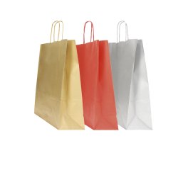 Shopper Twisted - maniglie cordino - 26 x 11 x 35 cm - carta kraft - mix Natale - Mainetti Bags - conf. 25 pezzi