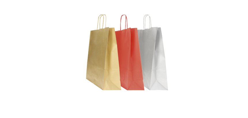 Shopper Twisted - maniglie cordino - 26 x 11 x 35 cm - carta kraft - mix Natale - Mainetti Bags - conf. 25 pezzi