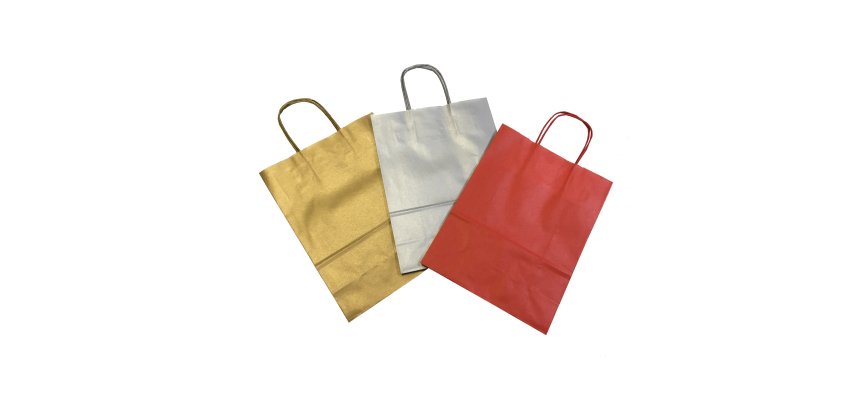 Shopper - maniglie cordino - 36 x 12 x 41 cm - carta kraft - mix Natale - Mainetti Bags - conf. 25 pezzi