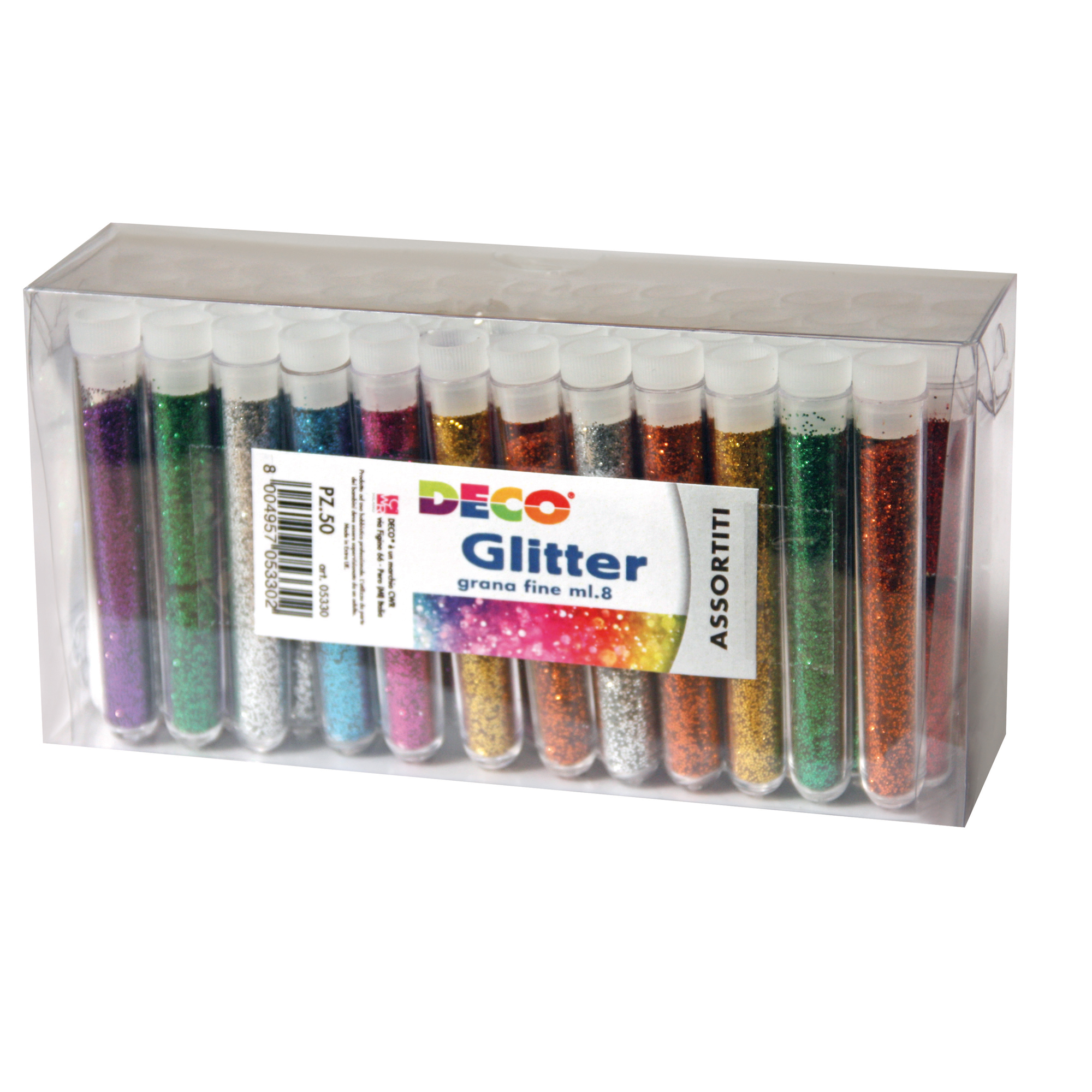 DECO Colla glitter - 6 FLACONI 10,5 ml - colori pastello assortiti - CWR