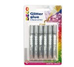 Blister colla glitter - 10,5 ml - argento - Deco - conf. 6 pezzi