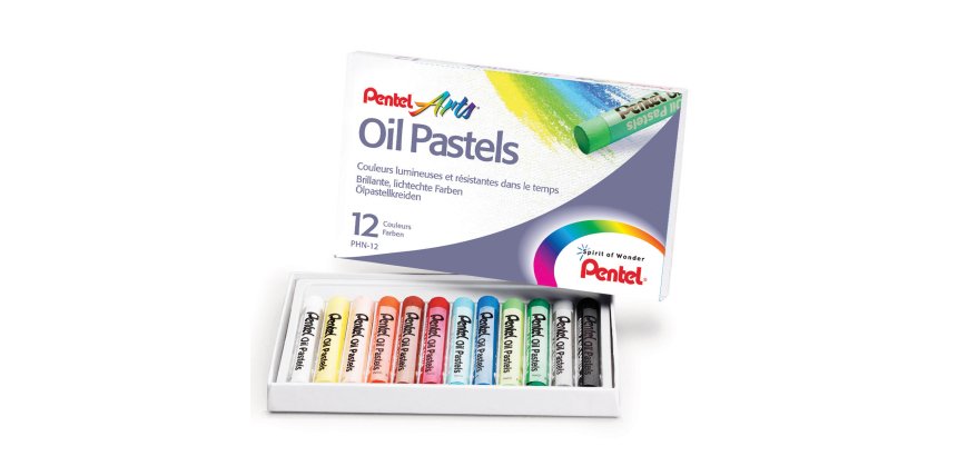 Pastelli a olio - lunghezza 60 mm - colori assortiti - Pentel - astuccio 12 pezzi