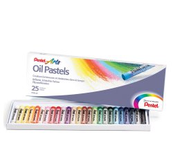Pastelli a olio - lunghezza 60 mm - colori assortiti - Pentel - astuccio 25 pezzi