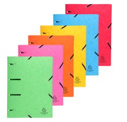 Europa Elasticated Pressboard 3 Flap Folder Punchy A4 - Assorted colours