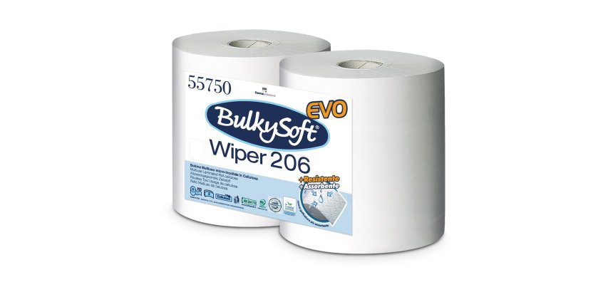 Bobina asciugatutto Classic - 2 veli - 26 cm x 208 mt - diametro 26 cm - 18 gr - microgoffrata - bianco - BulkySoft