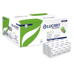 Asciugamani piegati a V Eco - 2 veli - goffratura corda - 21x21 cm - 19,5 gr -  bianco - Lucart - conf. 190 pezzi