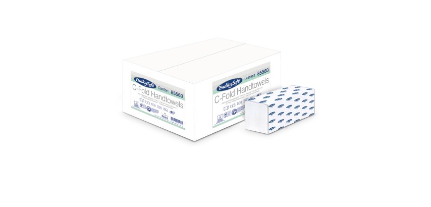 Asciugamani piegati a C Comfort - 2 veli - goffratura micro - 18 gr - 23 x 31 cm - bianco - BulkySoft - conf. 153 pezzi
