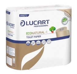Carta igienica EcoNatural - 9,5 cm x 44 mt - diametro 12,5 cm - 15,5 gr - 400 strappi - Lucart - pacco 4 rotoli