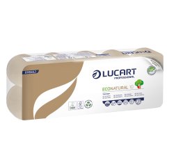 Carta igienica EcoNatural - 9,5 cm x 19,8 mt - 15 gr - diametro 10 cm - 180 strappi - Lucart - pacco 10 rotoli