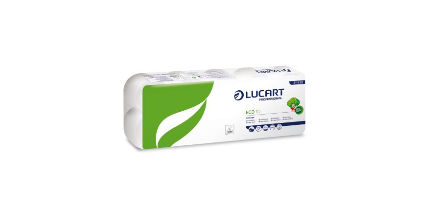 Carta igienica Eco - 200 strappi -  2 veli - 16,5 gr - diametro 11 cm - 9,8 cm x 24 mt - Lucart - pacco 10 rotoli