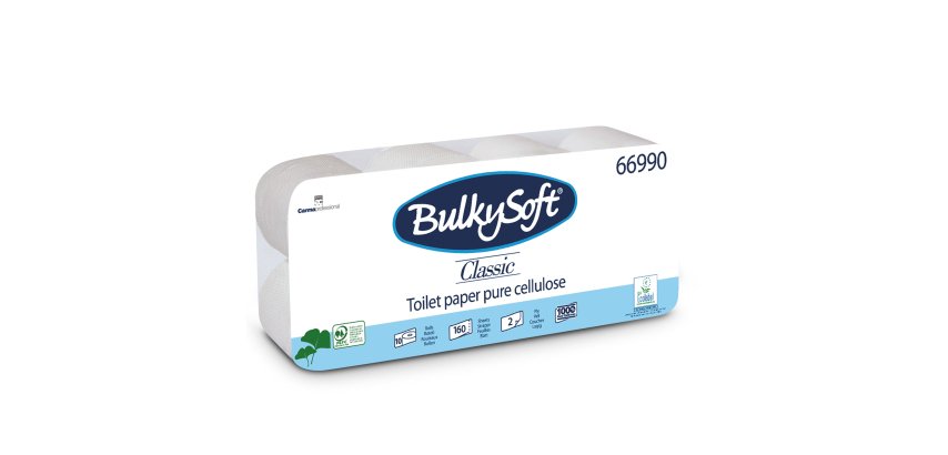 Carta igienica Classic - 2 veli - 16 gr - diametro 9,8 cm - 10 cm x16,8 mt - 160 strappi - BulkySoft - pacco 10 rotoli