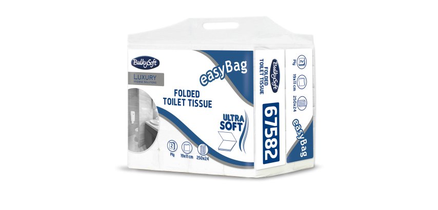 Carta igienica interfogliata EasyBag - 15,5 gr - strappo 11x19 cm - Bulkysoft - pacco da 250 strappi