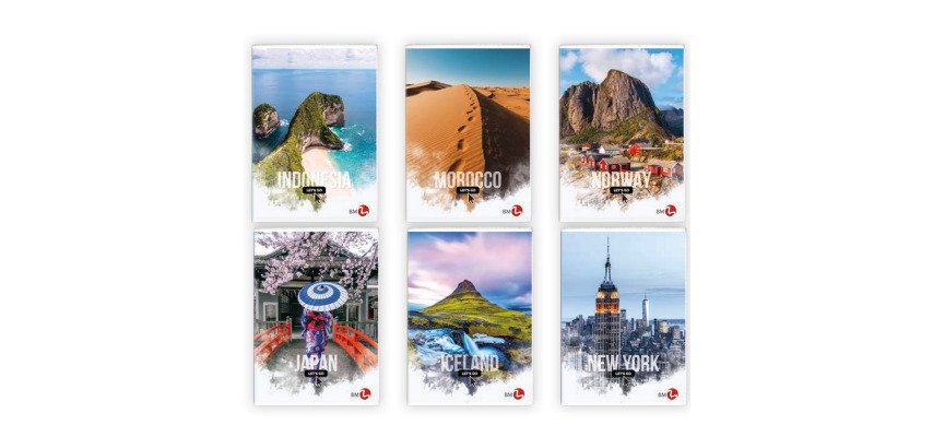 Maxiquaderno Travel fantasia - A4 - 5mm c/margine - 40+2 fogli - 80gr - BM