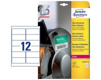 AVERY Etichette ultra resistenti in polietilene bianco 99,1 x 42,3mm, 12 etichette per foglio, adesivo permanente, laser, 10 fogli