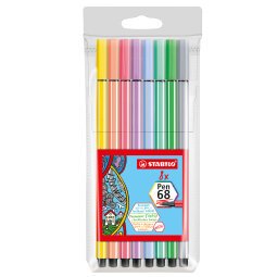 Pennarelli Pen 68 - colori assortiti pastello - Stabilo - busta 8 pezzi