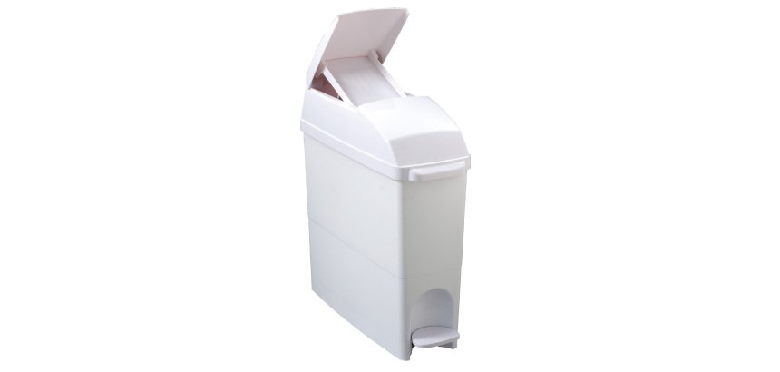 Cestino igienico a pedale - 17x43x48 cm - coperchio blocca sacco - 18 L - bianco - Medial