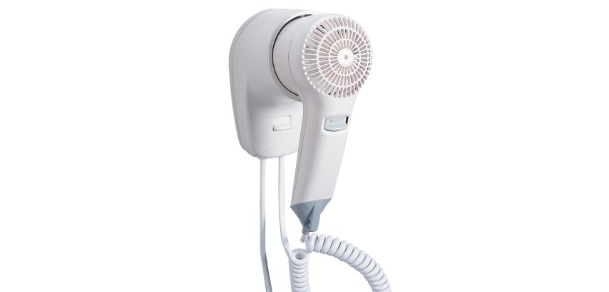 Asciugacapelli da hotel Yul Basic - aggancio frontale - 9,1x14,7x15 cm - 1200 W - 220/240 V - ABS - bianco - Medial