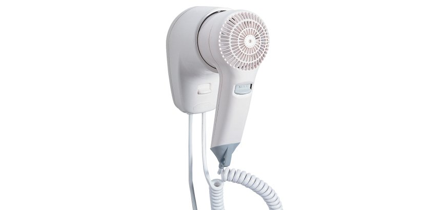 Asciugacapelli da hotel Yul Basic - aggancio frontale - 9,1x14,7x15 cm - 1200 W - 220/240 V - ABS - bianco - Medial