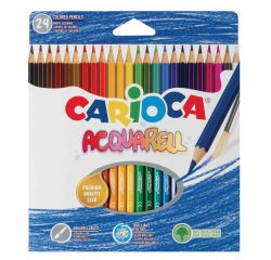 Matite colorate Acquarell - acquerellabili - diametro mina 3,3 mm - colori assortiti - Carioca - astuccio 24 pezzi