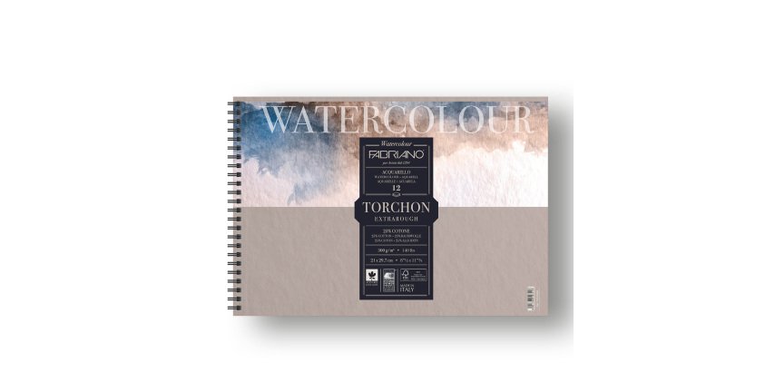 Blocco Watercolour Torchon - A4 - 12 fogli - 300 gr - spiralato - Fabriano