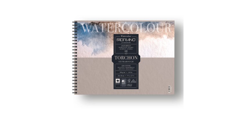 Blocco Watercolour Torchon - 24 x 32 cm - 12 fogli - 300 gr - spiralato - Fabriano