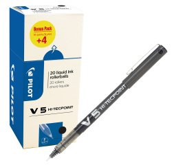 Roller Hi Tecpoint V5 con cappuccio - punta 0,5mm - nero - Pilot - conf. 16 + 4 pezzi