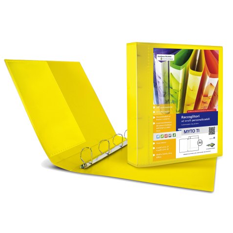 Raccoglitore personalizzabile Myto TI - 4 anelli a D 17 mm - dorso 2,5 cm - 22x30 cm - giallo - Sei Rota