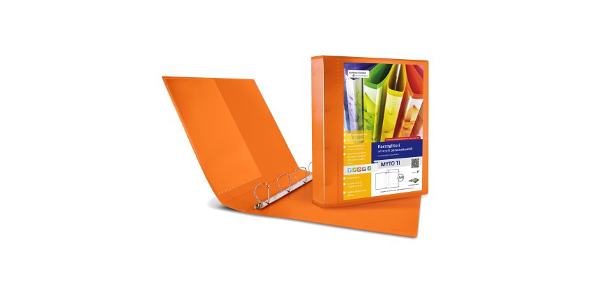 Raccoglitore personalizzabile Myto TI - 22 x 30 cm - 4 anelli a D 30 mm - dorso 4 cm - arancio - Sei Rota