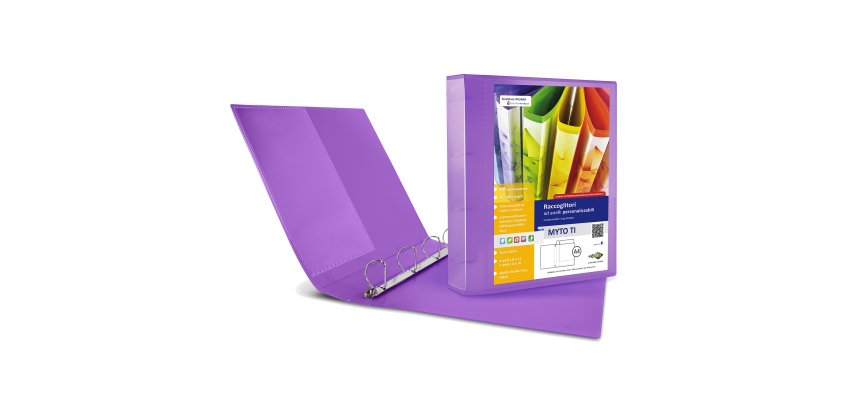 Raccoglitore personalizzabile Myto TI - 22 x 30 cm - 4 anelli a D 30 mm - dorso 4 cm - lilla - Sei Rota