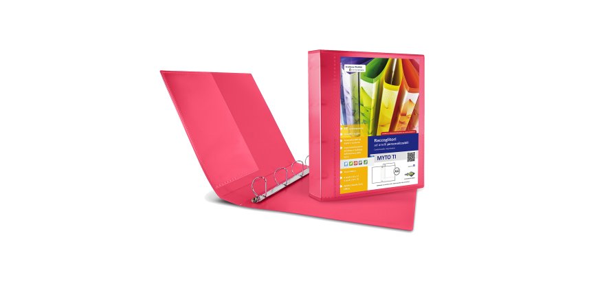 Raccoglitore personalizzabile Myto TI - 22 x 30 cm - 4 anelli a D 30 mm - dorso 4 cm - rosso - Sei Rota