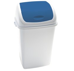 Pattumiera con coperchio basculante Rif - 44x33x68 cm - 50 L - bianco/blu - Medial
