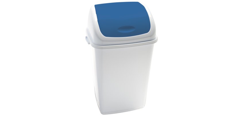 Pattumiera con coperchio basculante Rif - 44x33x68 cm - 50 L - bianco/blu - Medial