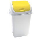 Pattumiera con coperchio basculante Rif - 44x33x68 cm - 50 L - bianco/giallo - Medial
