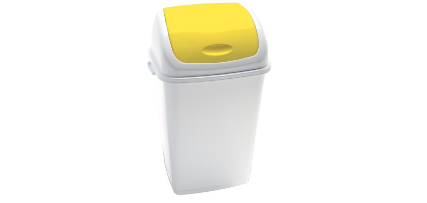Pattumiera con coperchio basculante Rif - 44x33x68 cm - 50 L - bianco/giallo - Medial