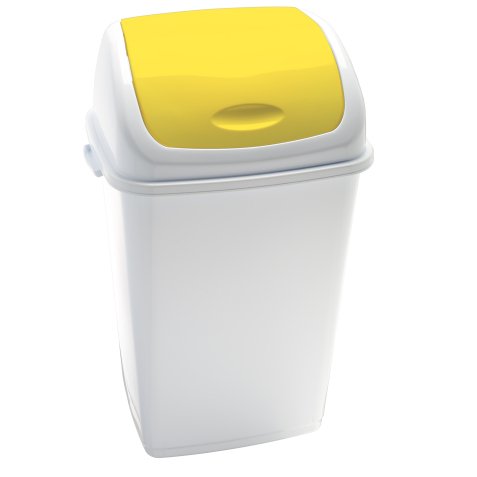 Pattumiera con coperchio basculante Rif - 44x33x68 cm - 50 L - bianco/giallo - Medial al