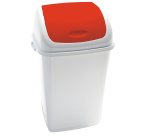 Pattumiera con coperchio basculante Rif - 44x33x68 cm - 50 L - bianco/rosso - Medial