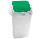Pattumiera con coperchio basculante Rif - 44x33x68 cm - 50 L - bianco/verde - Medial