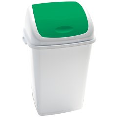 Pattumiera con coperchio basculante Rif - 44x33x68 cm - 50 L - bianco/verde - Medial