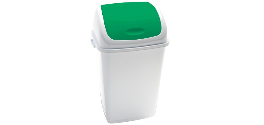 Pattumiera con coperchio basculante Rif - 44x33x68 cm - 50 L - bianco/verde - Medial