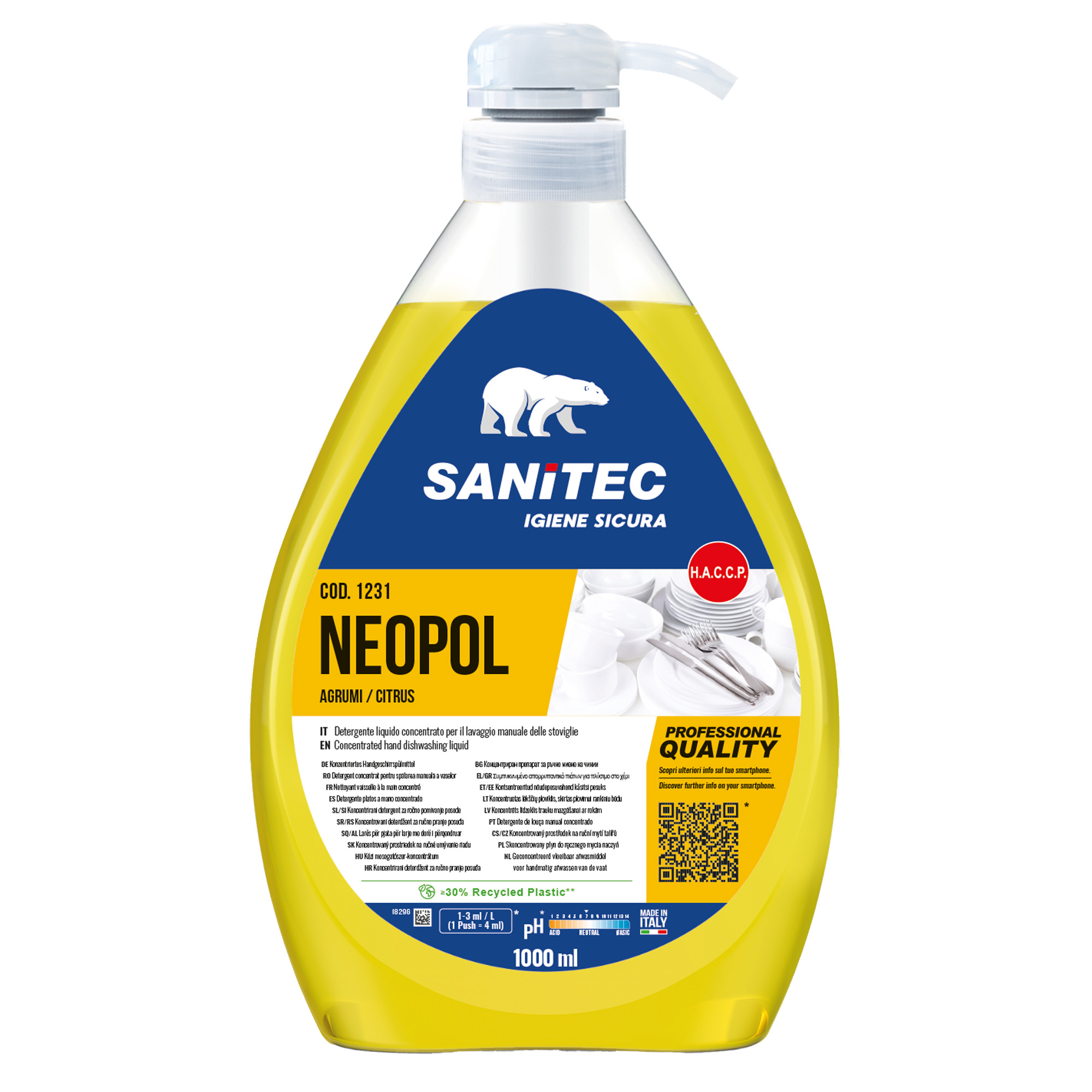 Detergente Neopol Piatti Gel Agrumi - 1 L - Sanitec su