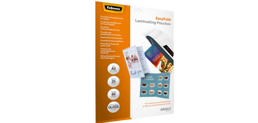Pouches Admire Easyfold - A3 - cordonate - Fellowes - scatola 25 pezzi