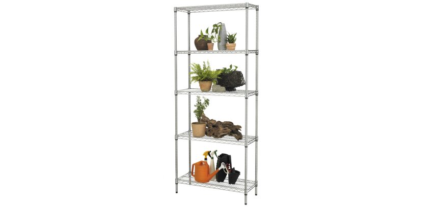 Kit scaffale Archimede Outdoor - 5 ripiani - 36 x 90 x 177 cm - acciaio zincato - cromato - Serena Group